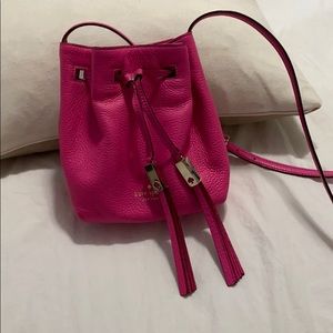 Kate Spade- Hot Pink leather bucket crossbody bag